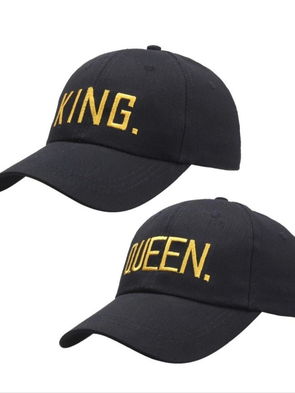 Unbranded Black 'KING' and 'QUEEN' Embroidered Baseball Cap - Picture 5 of 5